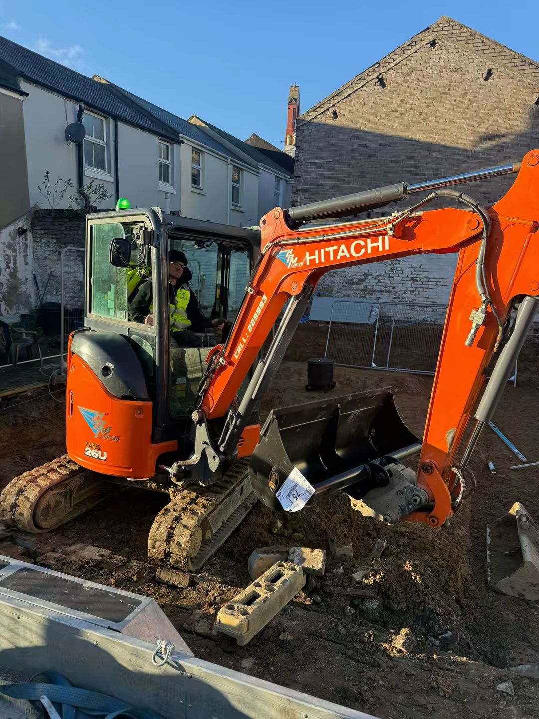 HPM Hitachi excavator on groundworks site Isle of Man