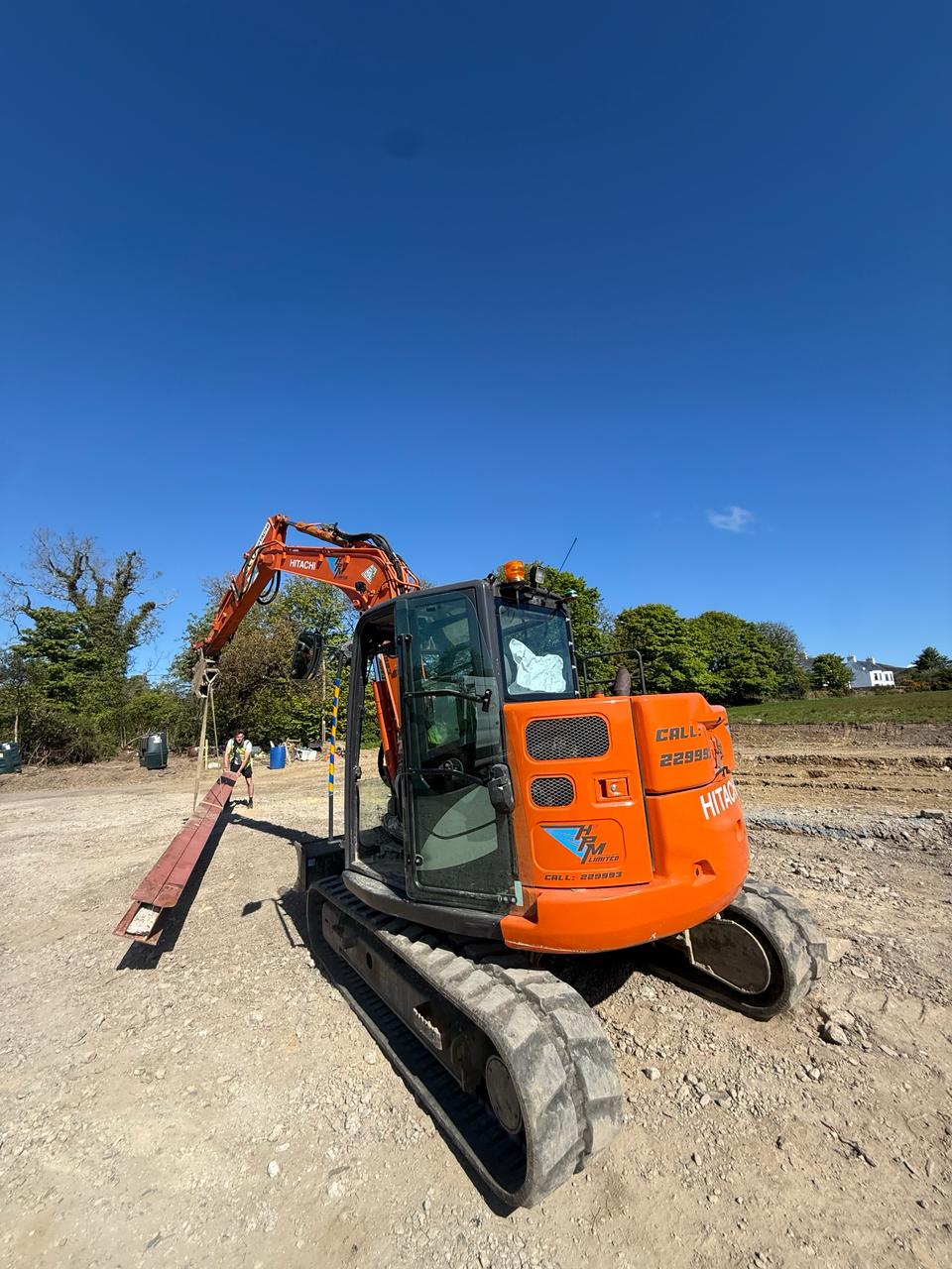 HPM Hitachi digger on groundworks site Isle of Man