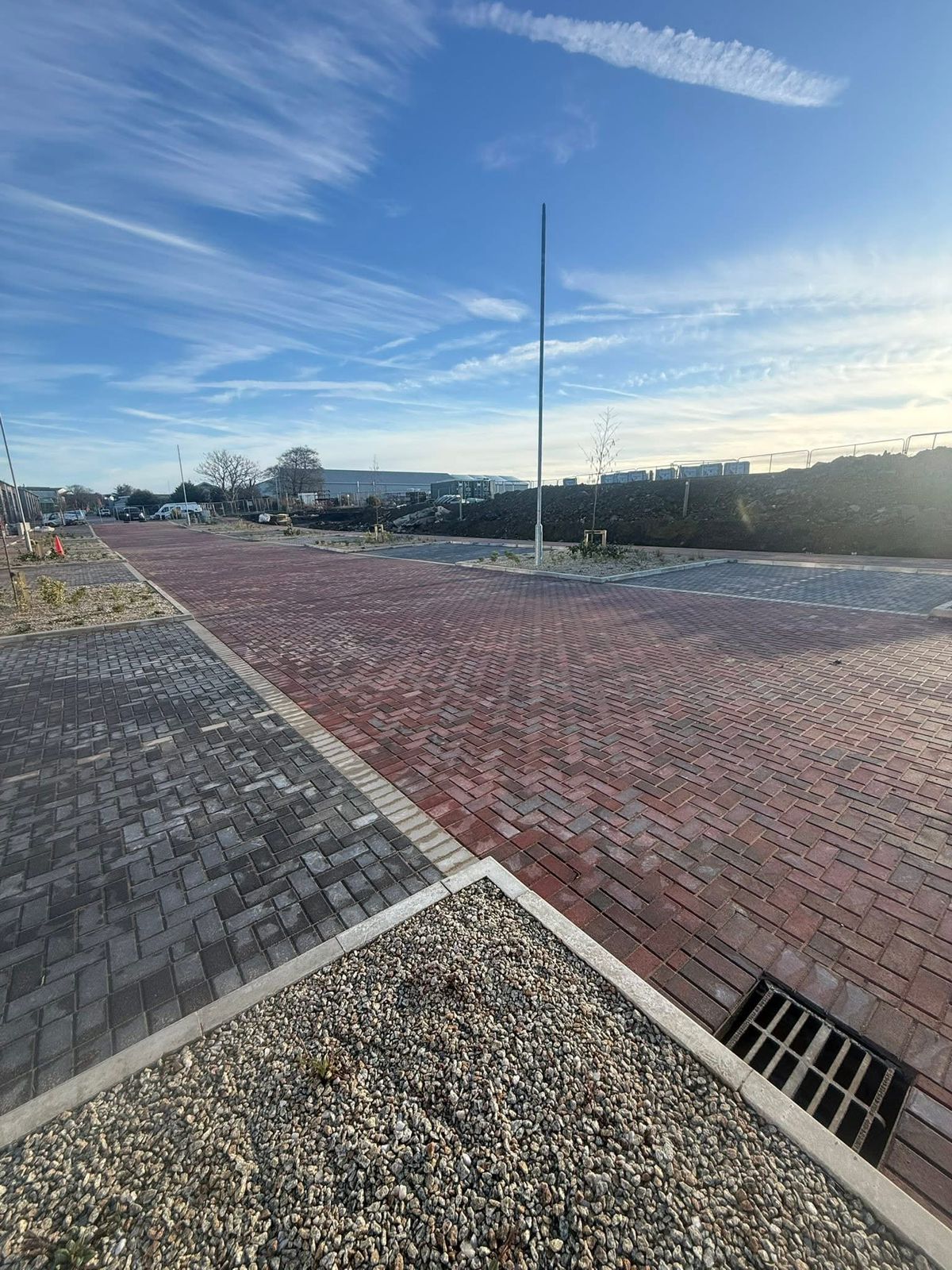 HPM block paving installation with defined edges and drainage Isle of Man